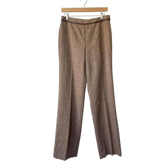 Ann Taylor | Pants & Jumpsuits | Ann Taylor Wool Silk Tweed Dress Pants 6  Career Office Preppy Wide Leg Brown | Poshmark